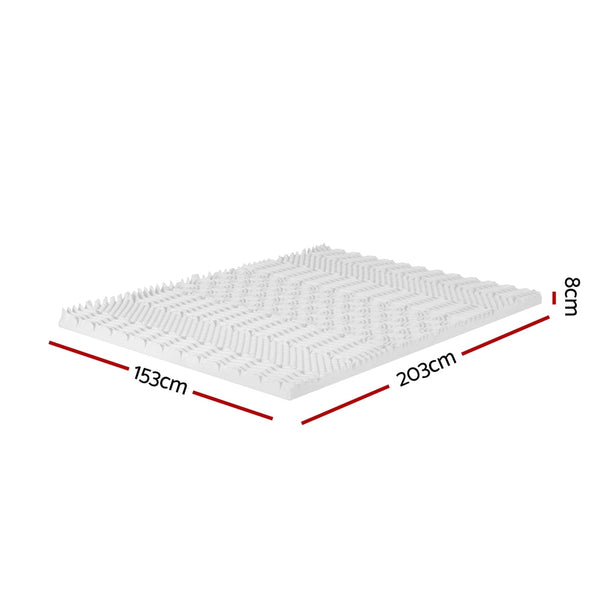 Giselle Bedding Memory Foam Mattress Topper 7-Zone Airflow Pad 8cm Queen White Giselle Bedding
