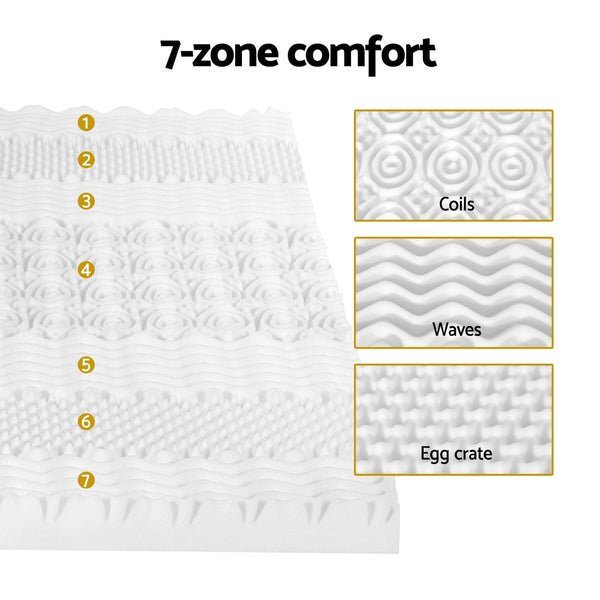 Giselle Bedding Memory Foam Mattress Topper 7-Zone Airflow Pad 8cm Single White Giselle Bedding