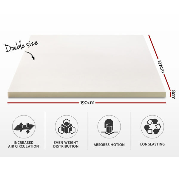 Giselle Bedding Memory Foam Mattress Topper w/Cover 8cm - Double freeshipping - Awezingly