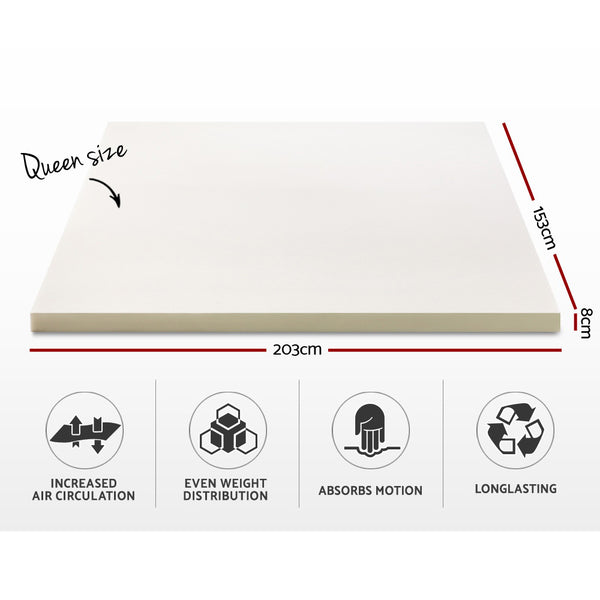 Giselle Bedding Memory Foam Mattress Topper w/Cover 8cm - Queen freeshipping - Awezingly