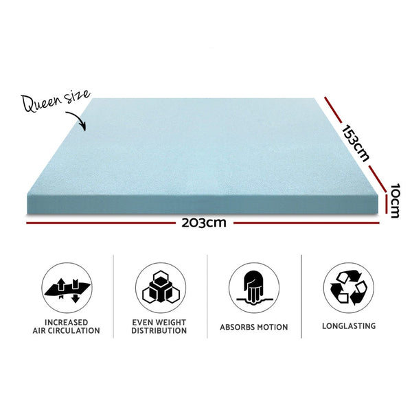 Giselle Bedding Cool Gel Memory Foam Mattress Topper w/Bamboo Cover 10cm - Queen Giselle Bedding
