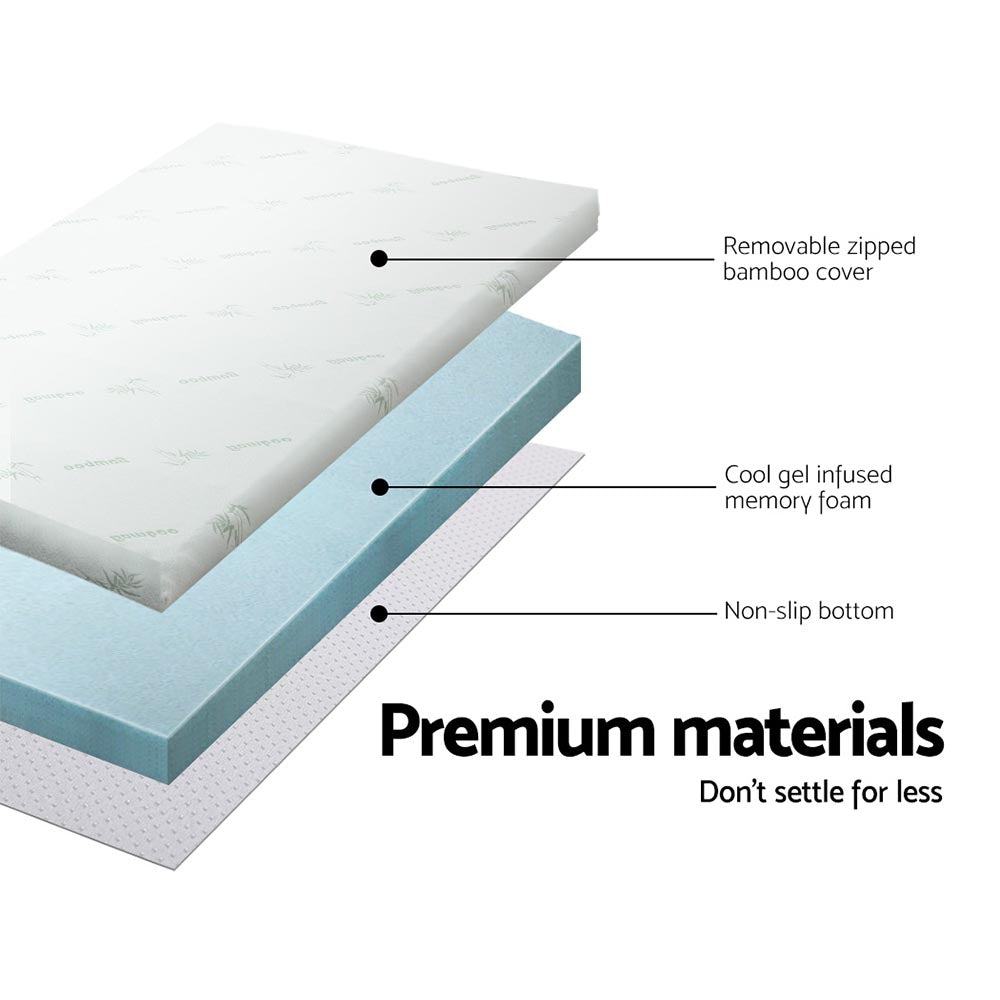 Giselle Bedding Cool Gel Memory Foam Mattress Topper w/Bamboo Cover 10cm - Queen Giselle Bedding