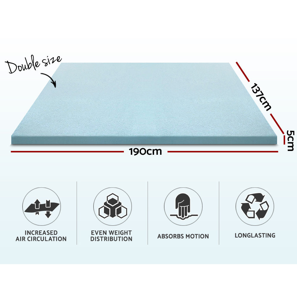 Giselle Bedding Cool Gel Memory Foam Mattress Topper w/Bamboo Cover 5cm - Double Giselle Bedding