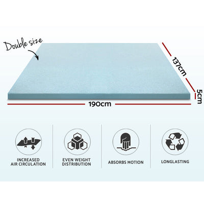 Giselle Bedding Cool Gel Memory Foam Mattress Topper w/Bamboo Cover 5cm - Double
