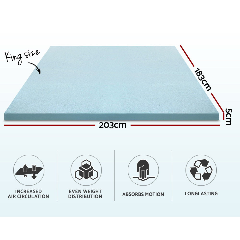 Giselle Bedding Cool Gel Memory Foam Mattress Topper w/Bamboo Cover 5cm - King Giselle Bedding