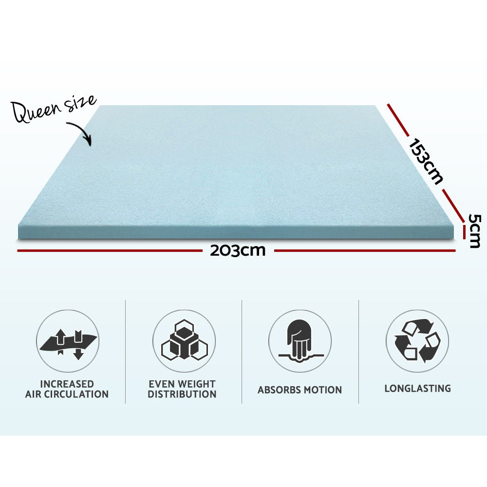 Giselle Bedding Cool Gel Memory Foam Mattress Topper w/Bamboo Cover 5cm - Queen Giselle Bedding