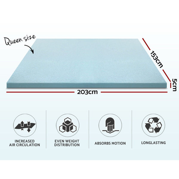 Giselle Bedding Cool Gel Memory Foam Mattress Topper w/Bamboo Cover 5cm - Queen Giselle Bedding