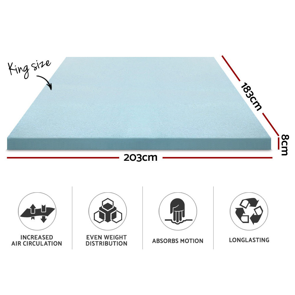 Giselle Bedding Cool Gel Memory Foam Mattress Topper w/Bamboo Cover 8cm - King Giselle Bedding
