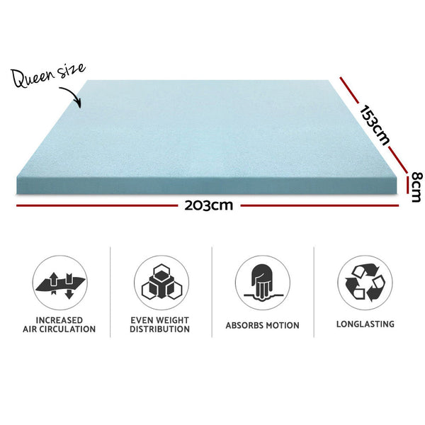 Giselle Bedding Cool Gel Memory Foam Mattress Topper w/Bamboo Cover 8cm - Queen Giselle Bedding