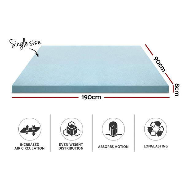 Giselle Bedding Cool Gel Memory Foam Mattress Topper w/Bamboo Cover 8cm - Single Giselle Bedding
