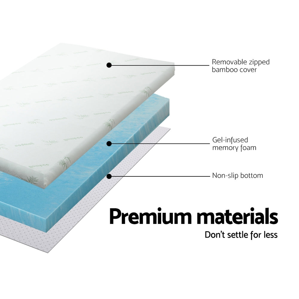 Giselle Cool Gel Memory Foam Topper Mattress Toppers w/ Bamboo Cover 5cm QUEEN Giselle Bedding