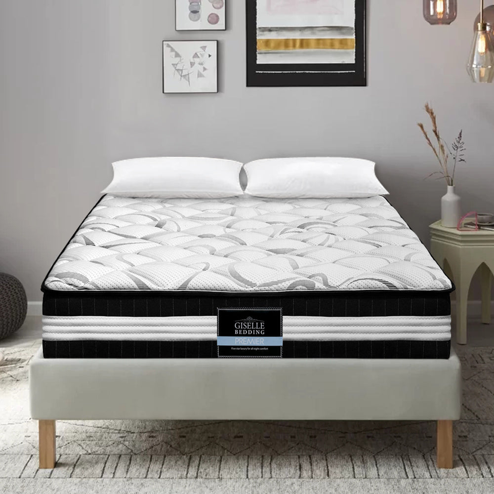 Giselle Bedding Mykonos Euro Top Pocket Spring Mattress 30cm Thick Double Giselle Bedding