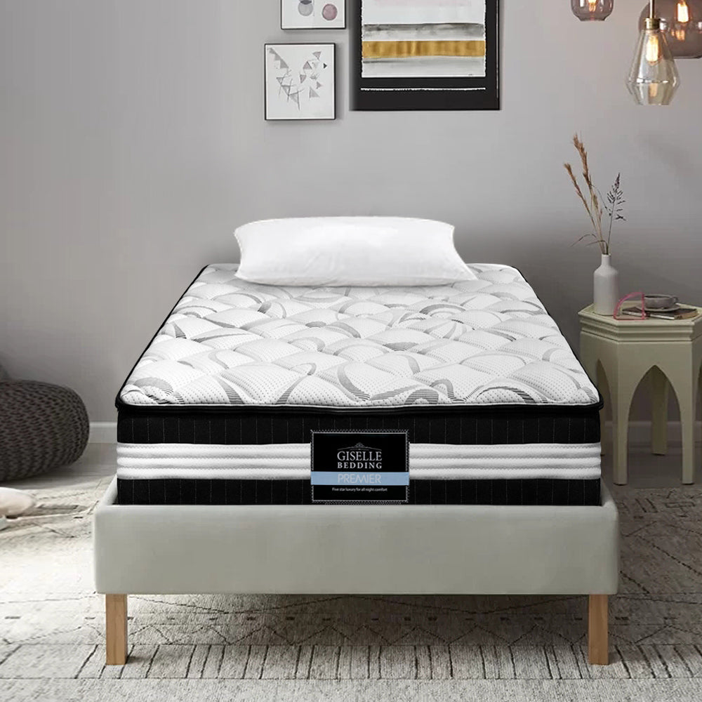 Giselle Bedding Mykonos Euro Top Pocket Spring Mattress 30cm Thick – Single Giselle Bedding