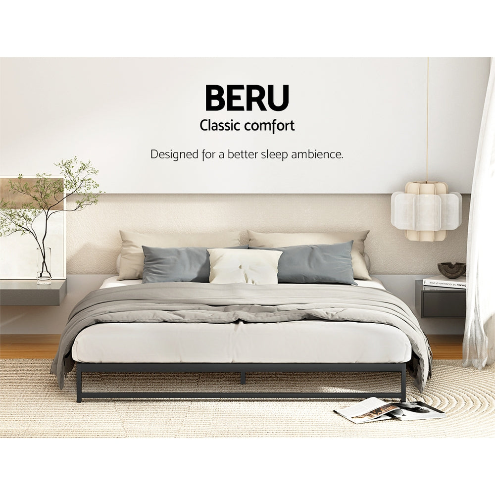 Artiss Metal Bed Frame Double Size Bed Base Mattress Platform Black BERU Artiss