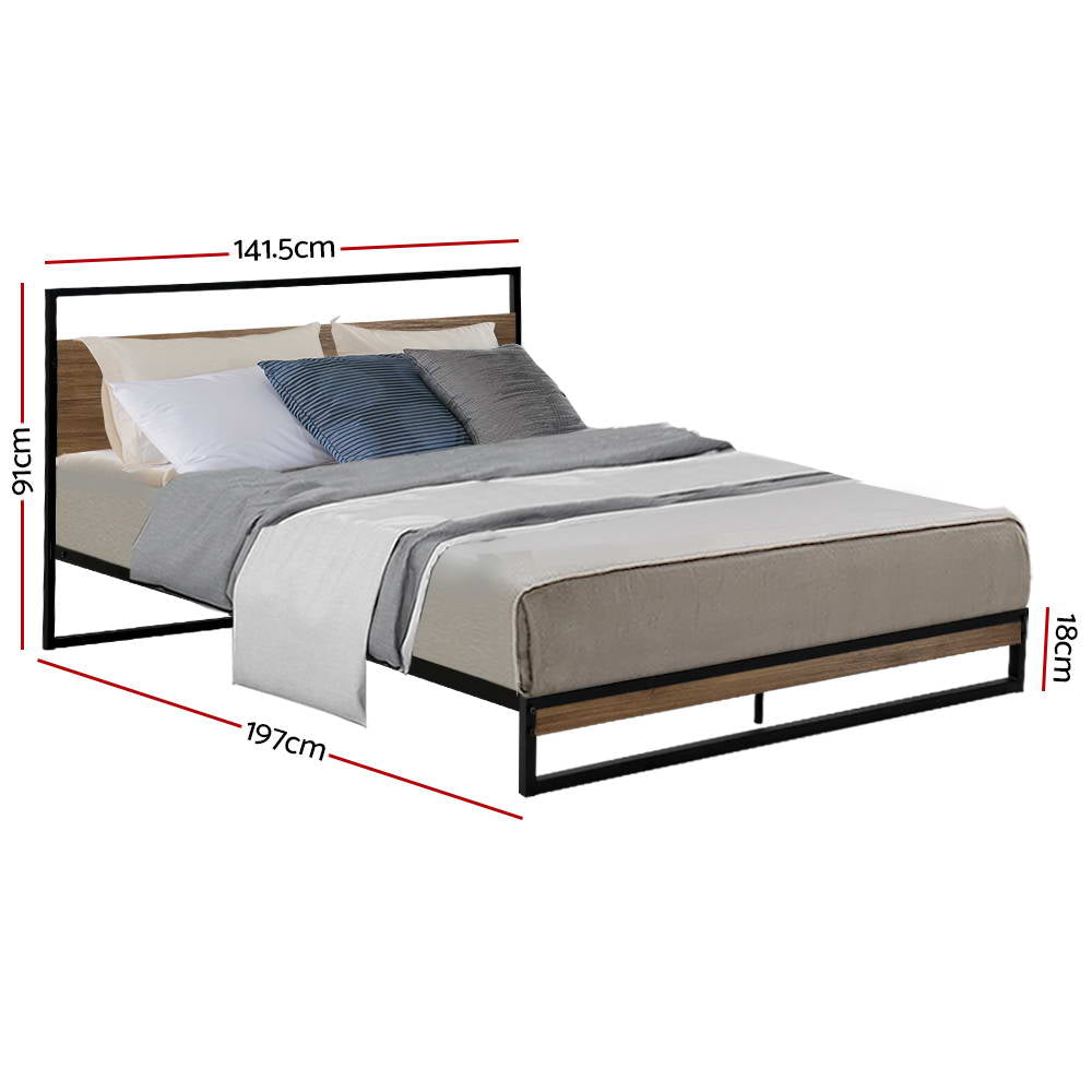 Artiss Metal Bed Frame Double Size Mattress Base Platform Foundation Black Dane Artiss