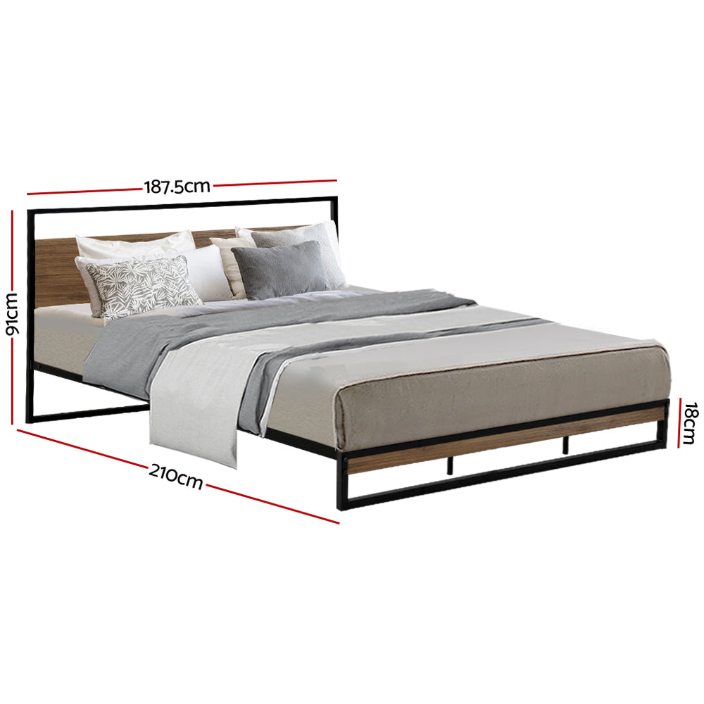 Artiss Metal Bed Frame King Size Mattress Base Platform Foundation Black Dane Artiss