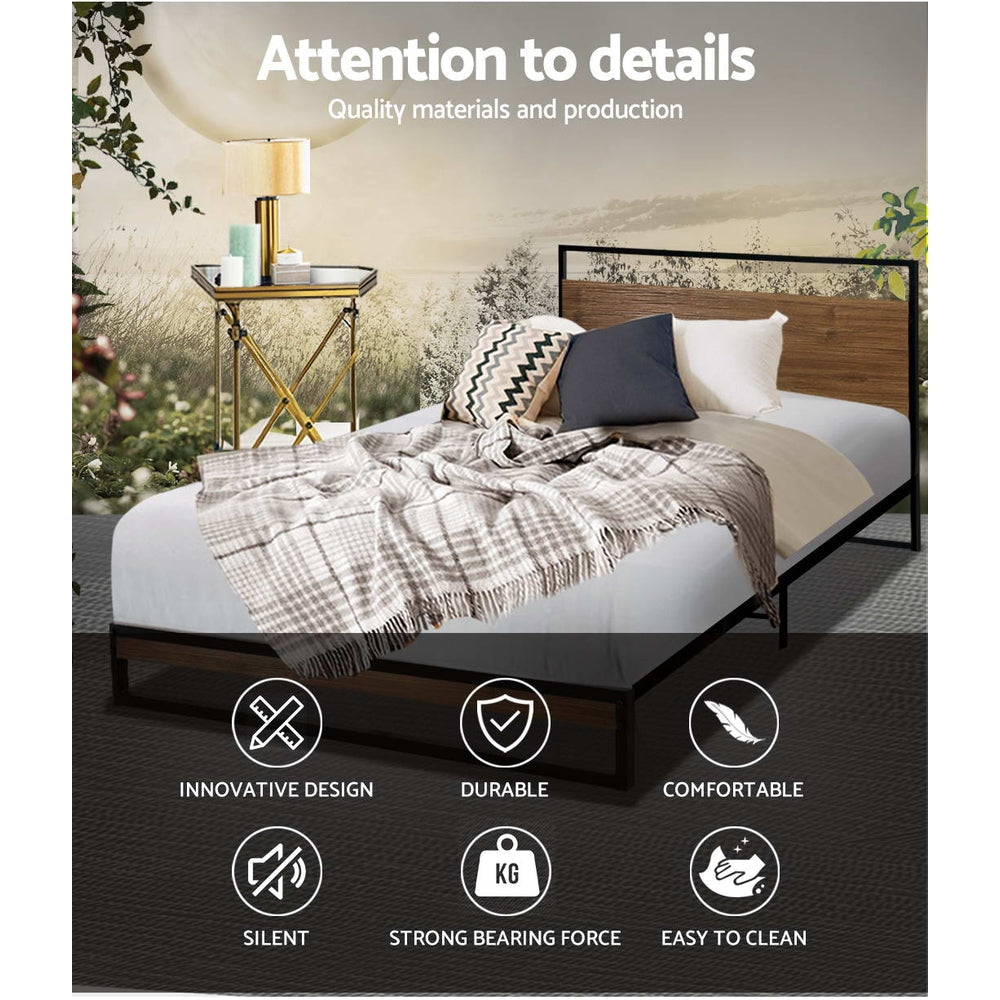 Artiss Metal Bed Frame Single Size Mattress Base Platform Foundation Black Dane Artiss