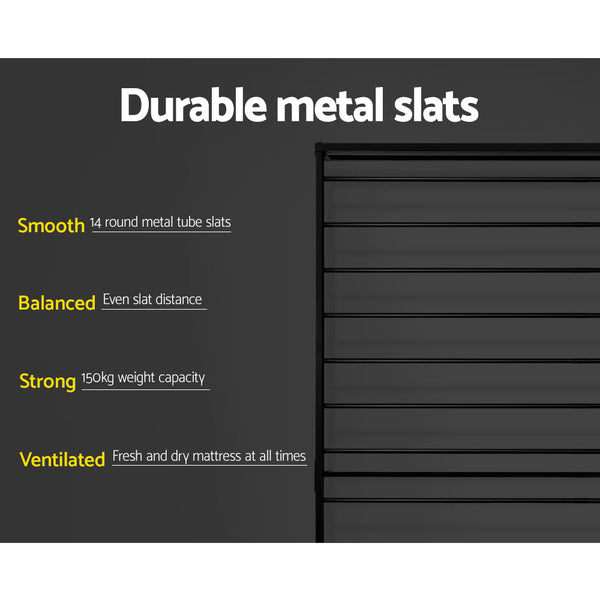 Artiss Metal Bed Frame Single Size Mattress Base Platform Foundation Black Dane Artiss