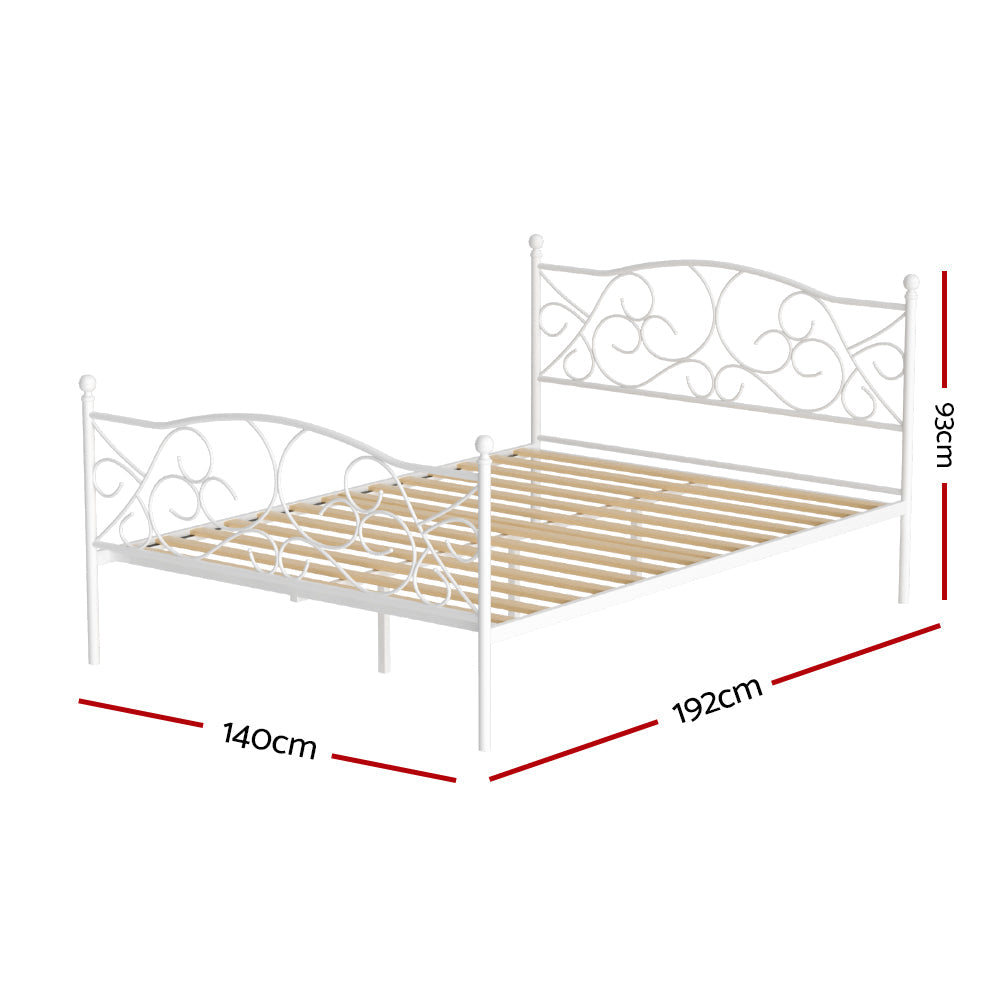 Artiss Bed Frame Metal Bed Base Double Size Platform Foundation White GROA Artiss