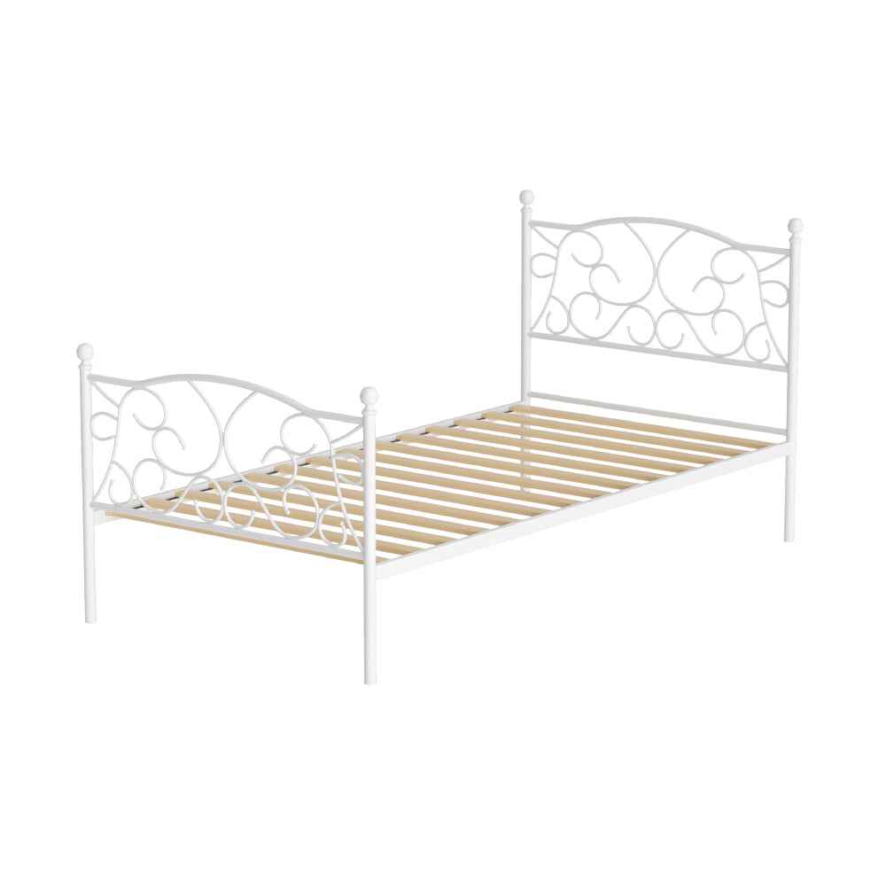 Artiss Bed Frame Metal Bed Base Single Size Platform Foundation White GROA Artiss