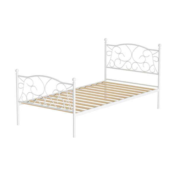 Artiss Bed Frame Metal Bed Base Single Size Platform Foundation White GROA Artiss