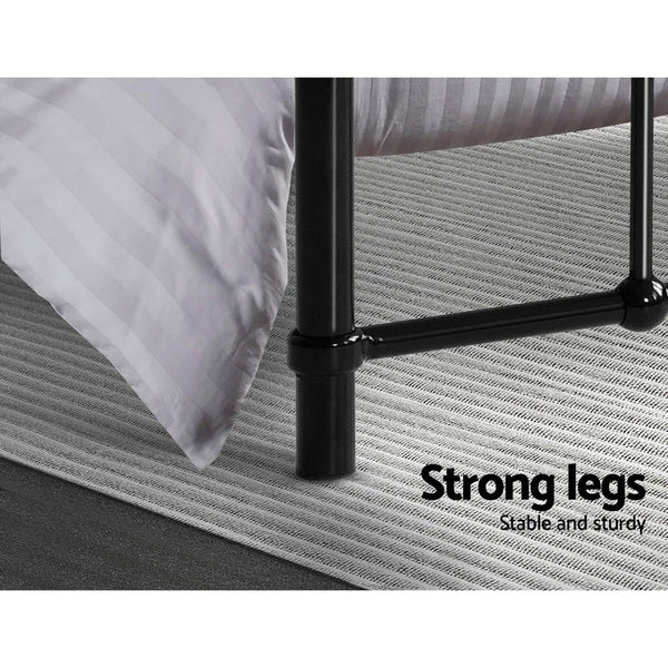 Metal Bed Frame King Single Size Platform Foundation Mattress Base Leo Black freeshipping - Awezingly