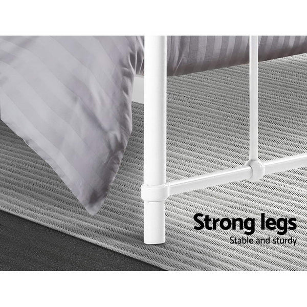 Artiss LEO Metal Bed Frame - Queen (White) Artiss