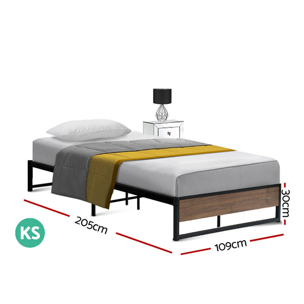 Artiss Metal Bed Frame King Single Size Wooden Mattress Base Platform Black OSLO Artiss
