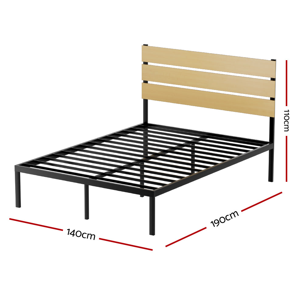Artiss Bed Frame Metal Bed Base Double Size Platform Foundation Black PAULA Artiss