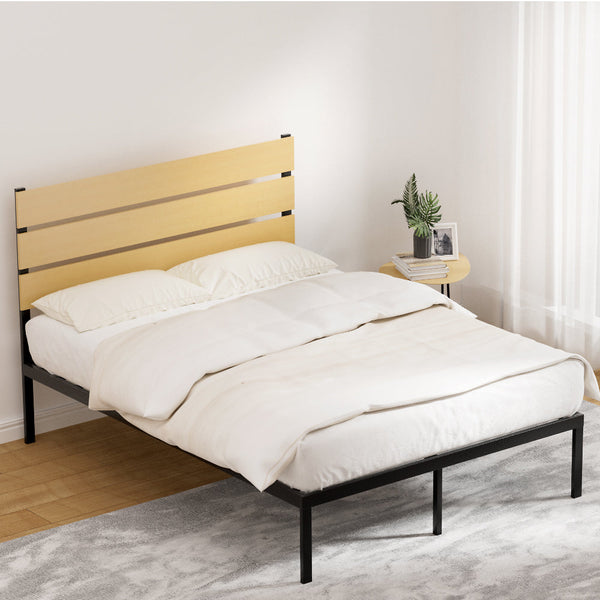 Artiss Bed Frame Metal Bed Base Double Size Platform Foundation Black PAULA Artiss