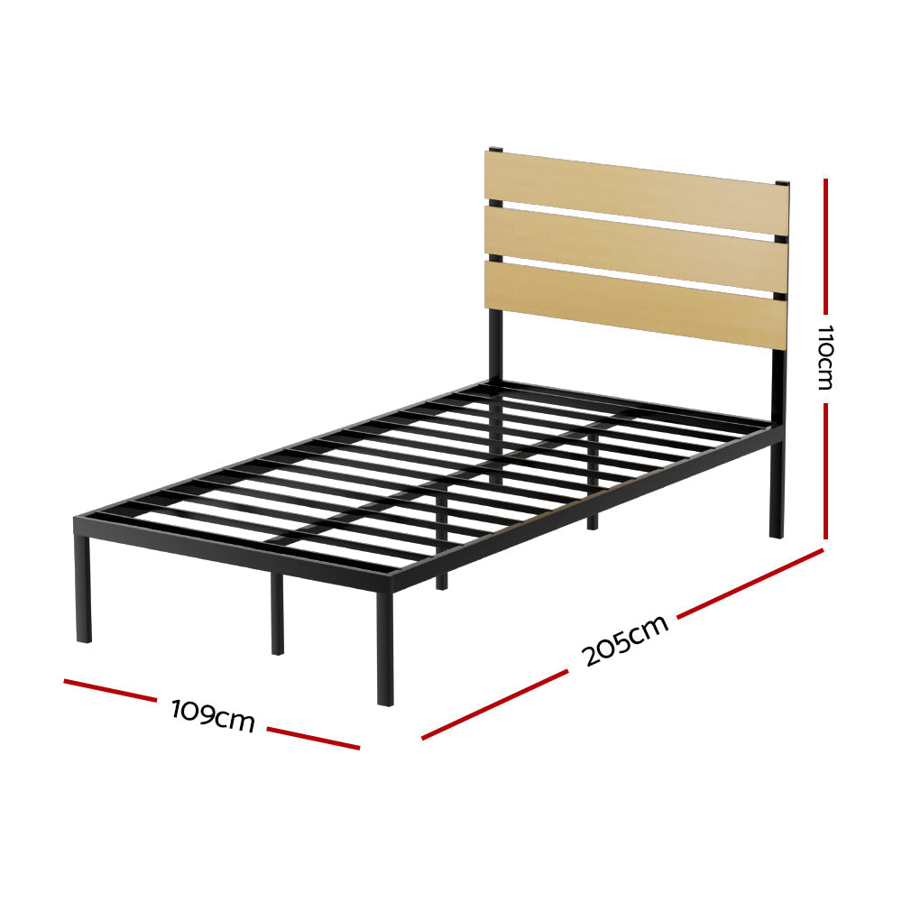 Artiss Bed Frame Metal Bed Base King Single Size Platform Foundation Black PAULA Artiss