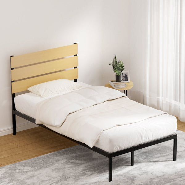 Artiss Bed Frame Metal Bed Base King Single Size Platform Foundation Black PAULA Artiss