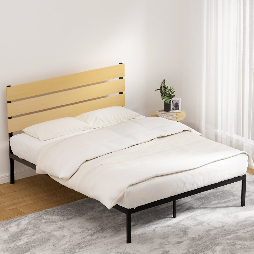Artiss Bed Frame Metal Bed Base Queen Size Platform Foundation Black PAULA Artiss