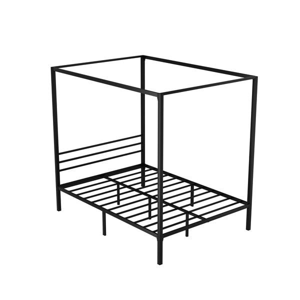 Artiss Bed Frame Metal Four-poster Platform Base Double Size Black POCHY Artiss