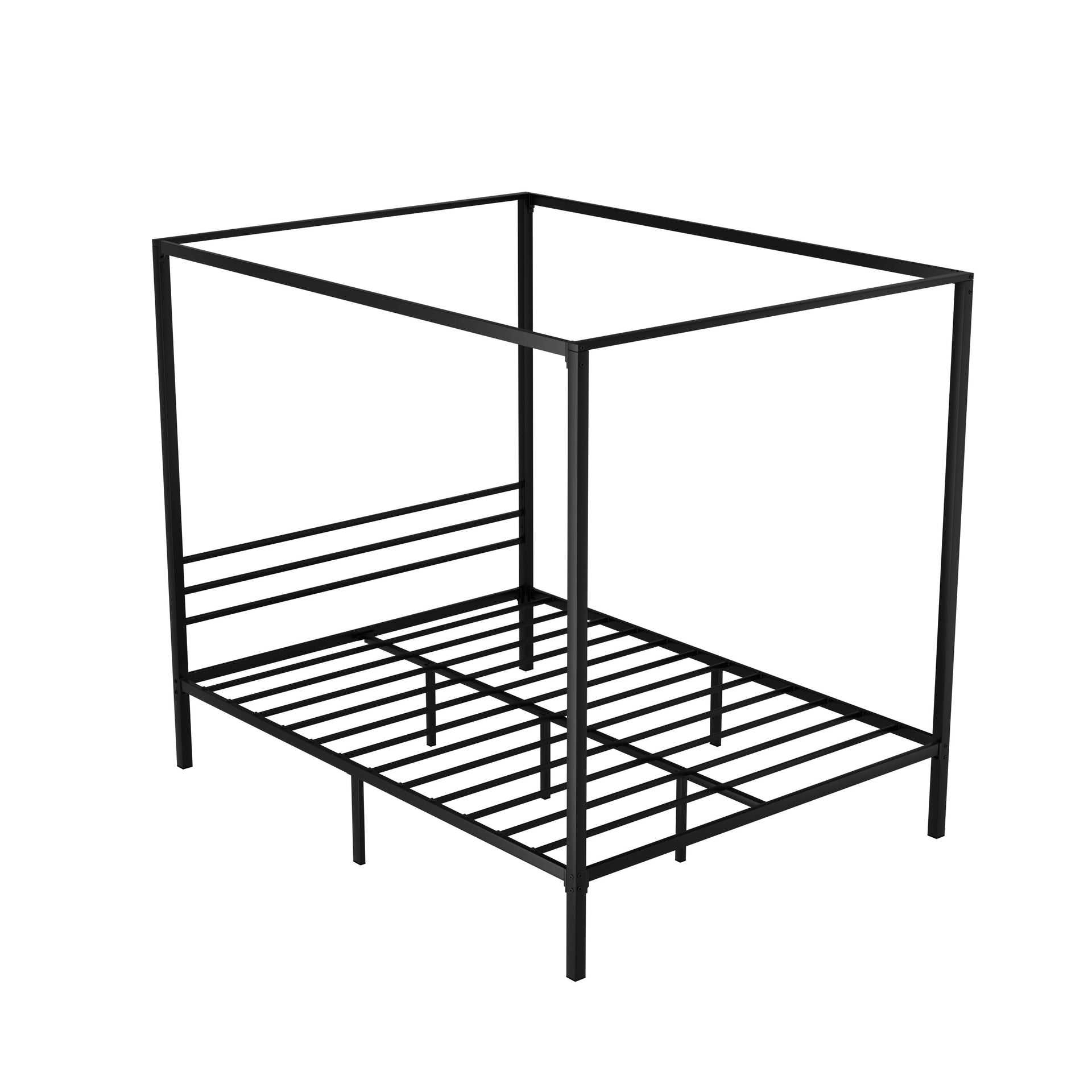 Artiss Bed Frame Metal Four-poster Platform Base Queen Size Black POCHY Artiss