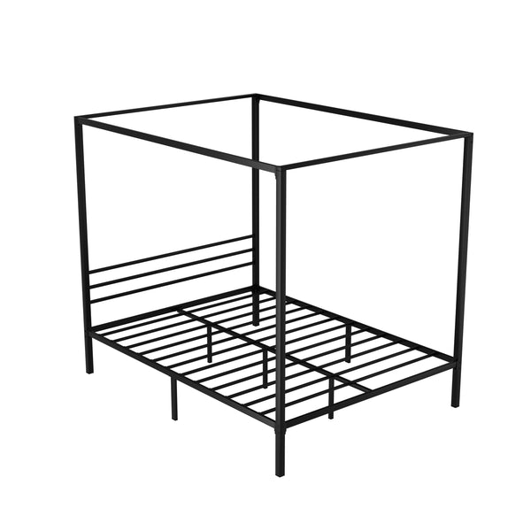 Artiss Bed Frame Metal Four-poster Platform Base Queen Size Black POCHY Artiss