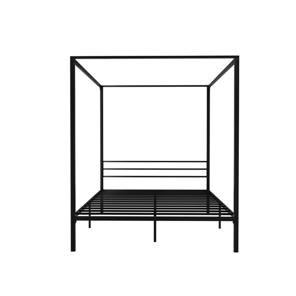 Artiss Bed Frame Metal Four-poster Platform Base Queen Size Black POCHY Artiss