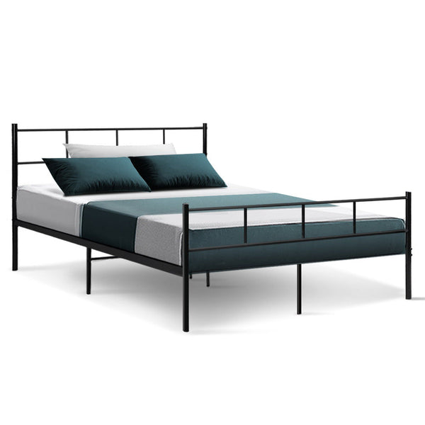 Artiss Metal Bed Frame Double Size Platform Foundation Mattress Base SOL Black Artiss
