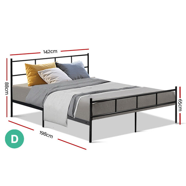 Artiss Metal Bed Frame Double Size Platform Foundation Mattress Base SOL Black Artiss
