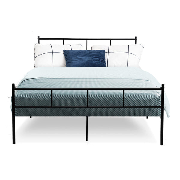 Artiss Metal Bed Frame Double Size Platform Foundation Mattress Base SOL Black Artiss