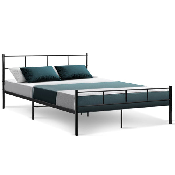 Artiss Metal Bed Frame Queen Size Platform Foundation Mattress Base SOL Black Artiss
