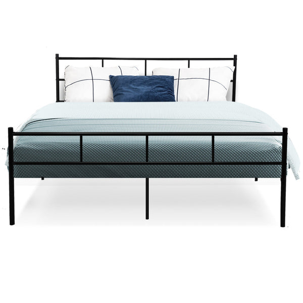 Artiss Metal Bed Frame Queen Size Platform Foundation Mattress Base SOL Black Artiss