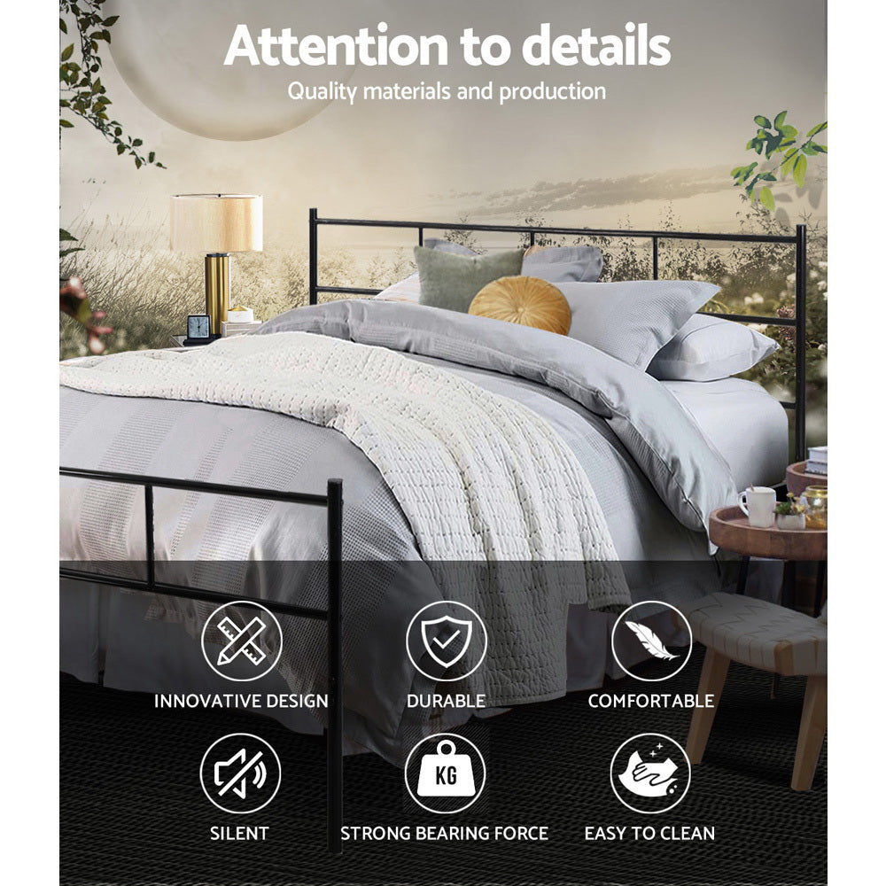 Artiss Metal Bed Frame Queen Size Platform Foundation Mattress Base SOL Black Artiss