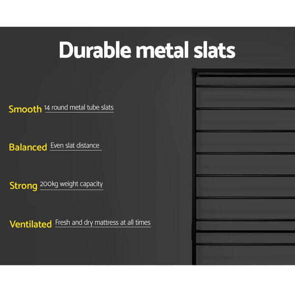 Artiss Metal Bed Frame Single Size Platform Foundation Mattress Base SOL Black freeshipping - Awezingly