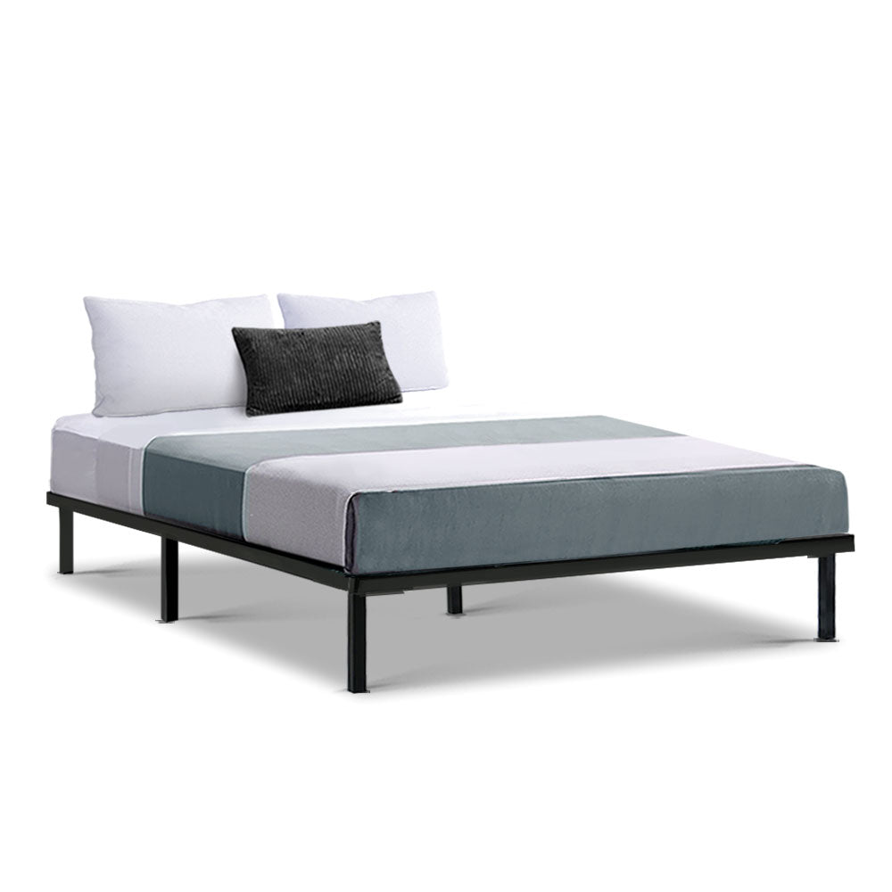 Artiss Metal Bed Frame Double Size Mattress Base Platform Wooden Black TED Artiss