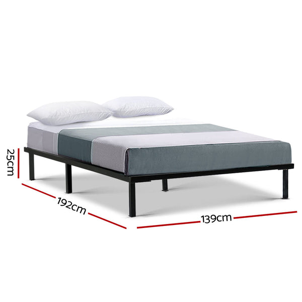 Artiss Metal Bed Frame Double Size Mattress Base Platform Wooden Black TED Artiss