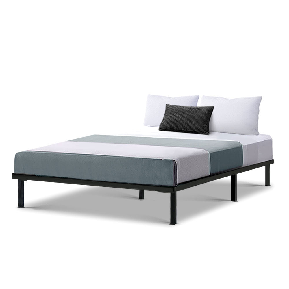 Artiss Metal Bed Frame Double Size Mattress Base Platform Wooden Black TED Artiss