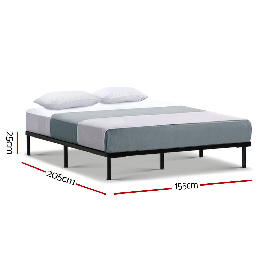 Artiss Metal Bed Frame Queen Size Bed Base Platform Foundation Wooden Black TED Artiss