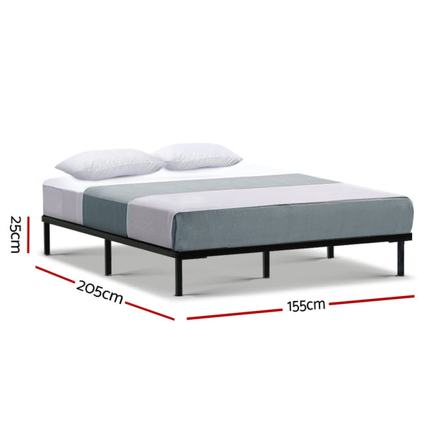 Artiss Metal Bed Frame Queen Size Bed Base Platform Foundation Wooden Black TED Artiss