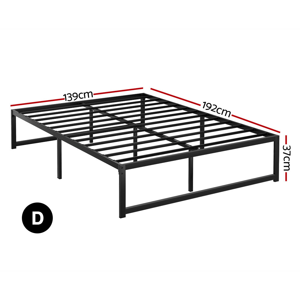 Artiss Bed Frame Metal Platform Double Size Bed Base Mattress Black TINO Artiss
